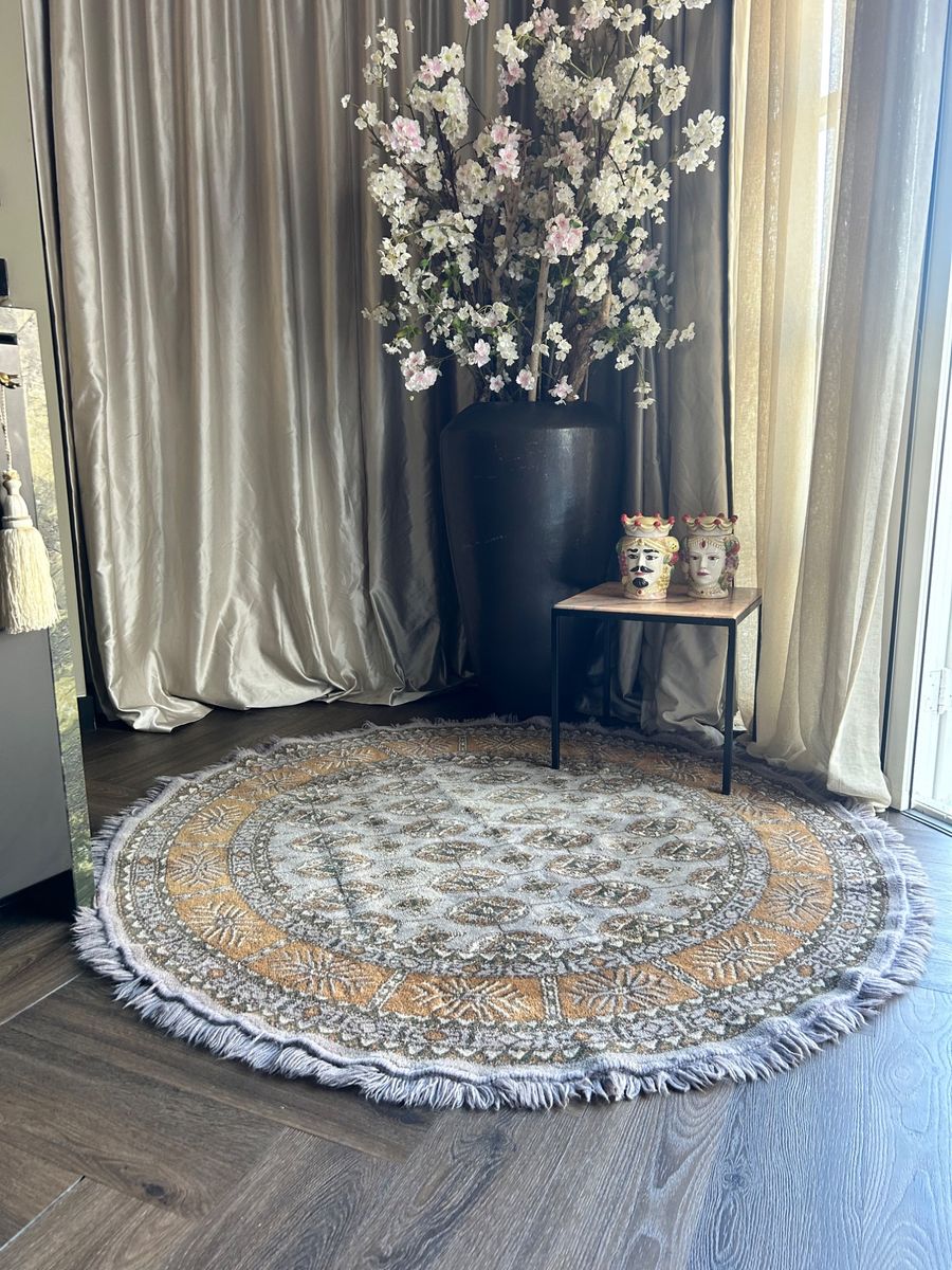 Vloerkleed Grey/beige Persian Look Rond Vintage image 6