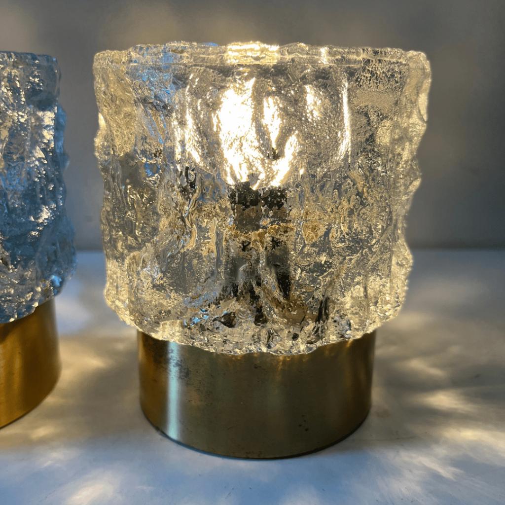 2x Midcentury Tafellamp - Peill & Putzler - Ijsglas, Goud image 6