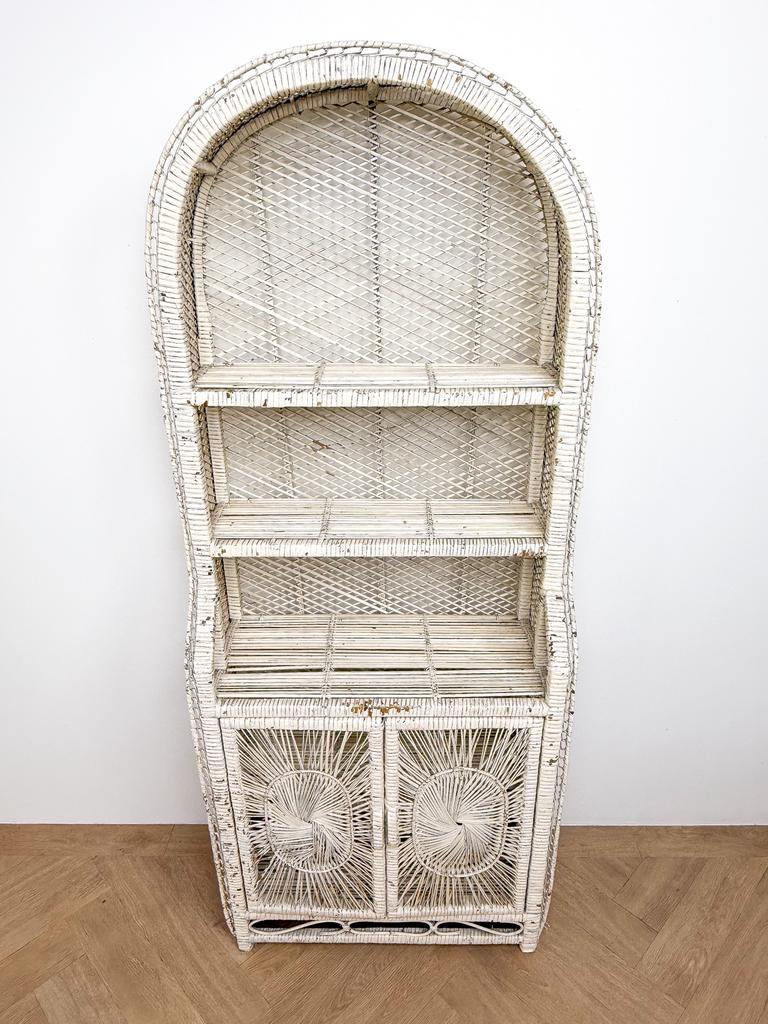 Vintage Wit Rotan Rieten Bohemian Kast Boogkast Bali image 4