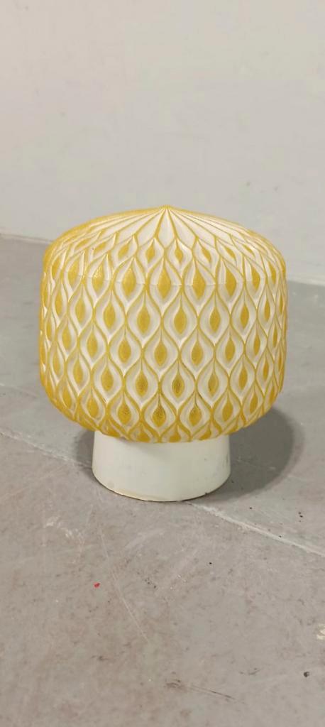 Vintage Glazen Plafondlamp, Wit En Geel image 3