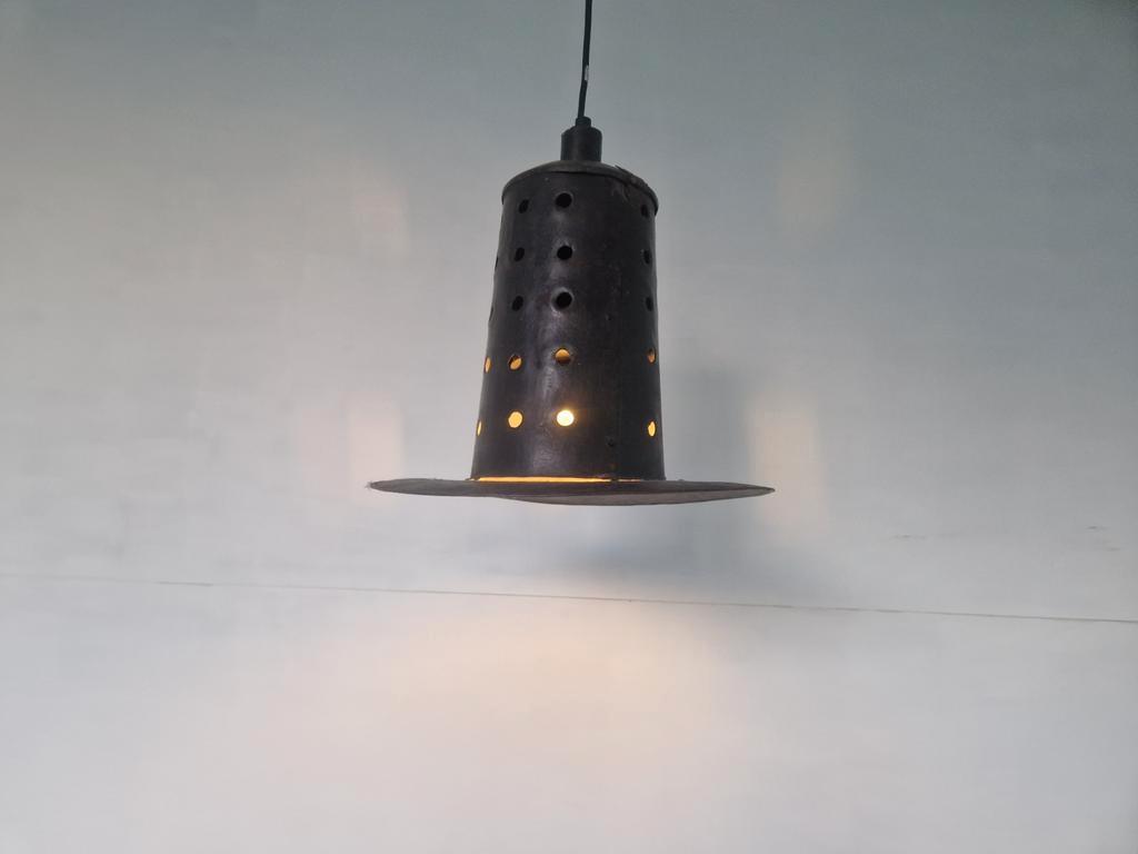 Vintage Metalen Brutalist Hanglamp image 2