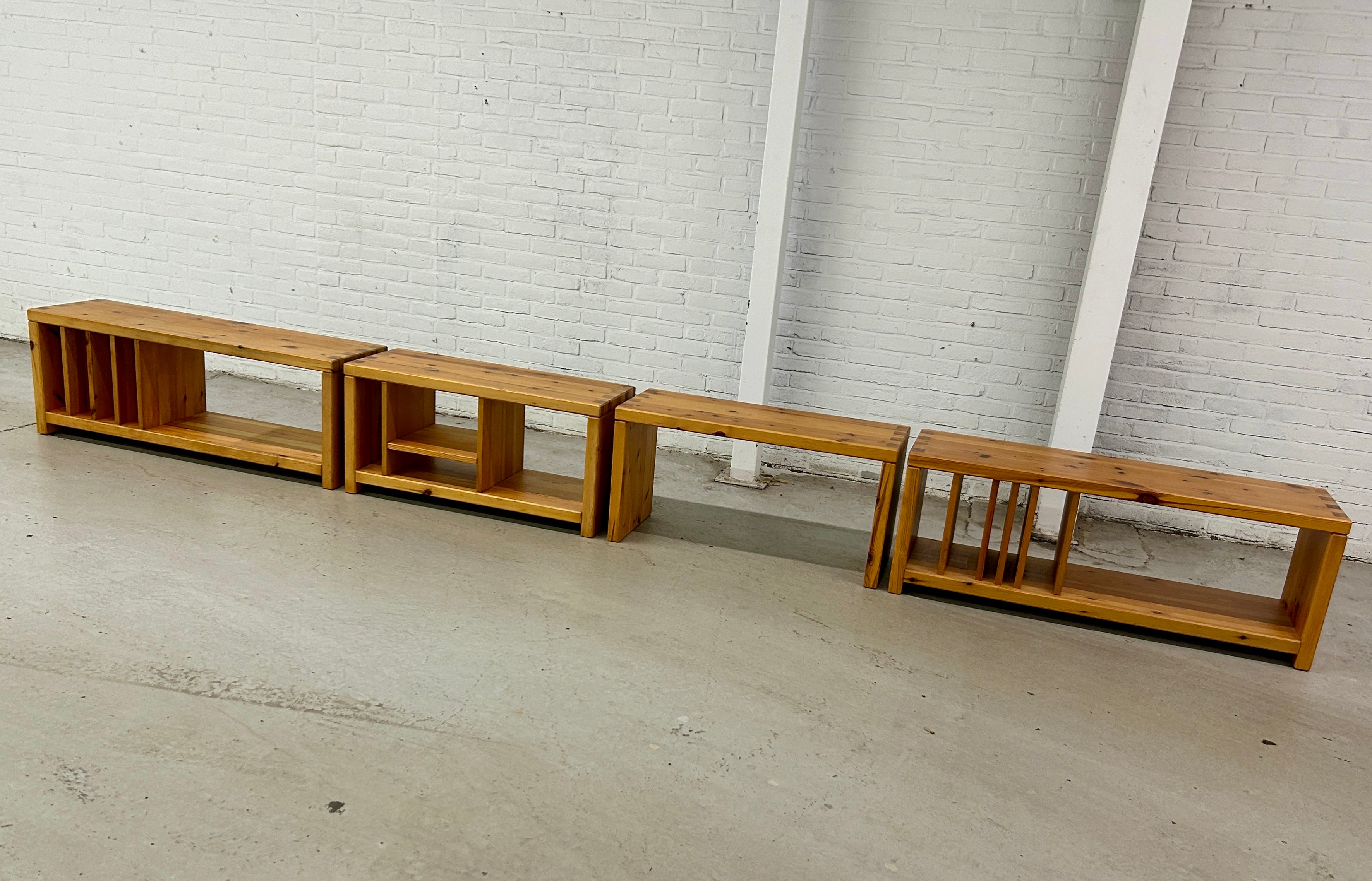 4 X Vintage Aksel Kjersgaard Pine Wood Storage Benches image 5
