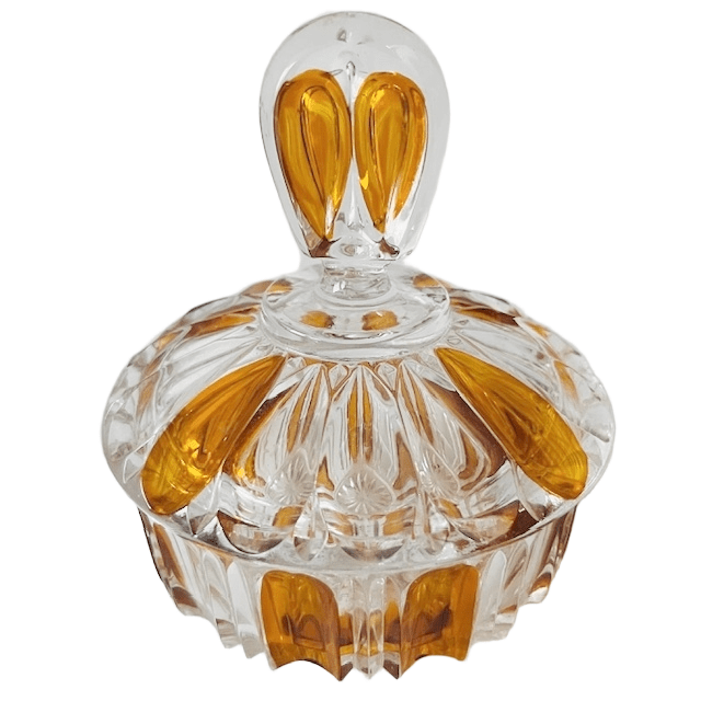 Artdeco Stijl Poederdoos Persglas Amber Transparant 1950’s image 3