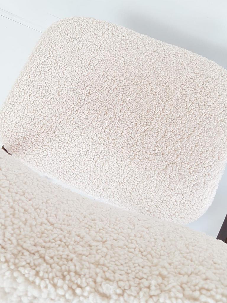 3 Palissander Stoelen Eettafel Crème Teddy Stof | Danish image 8