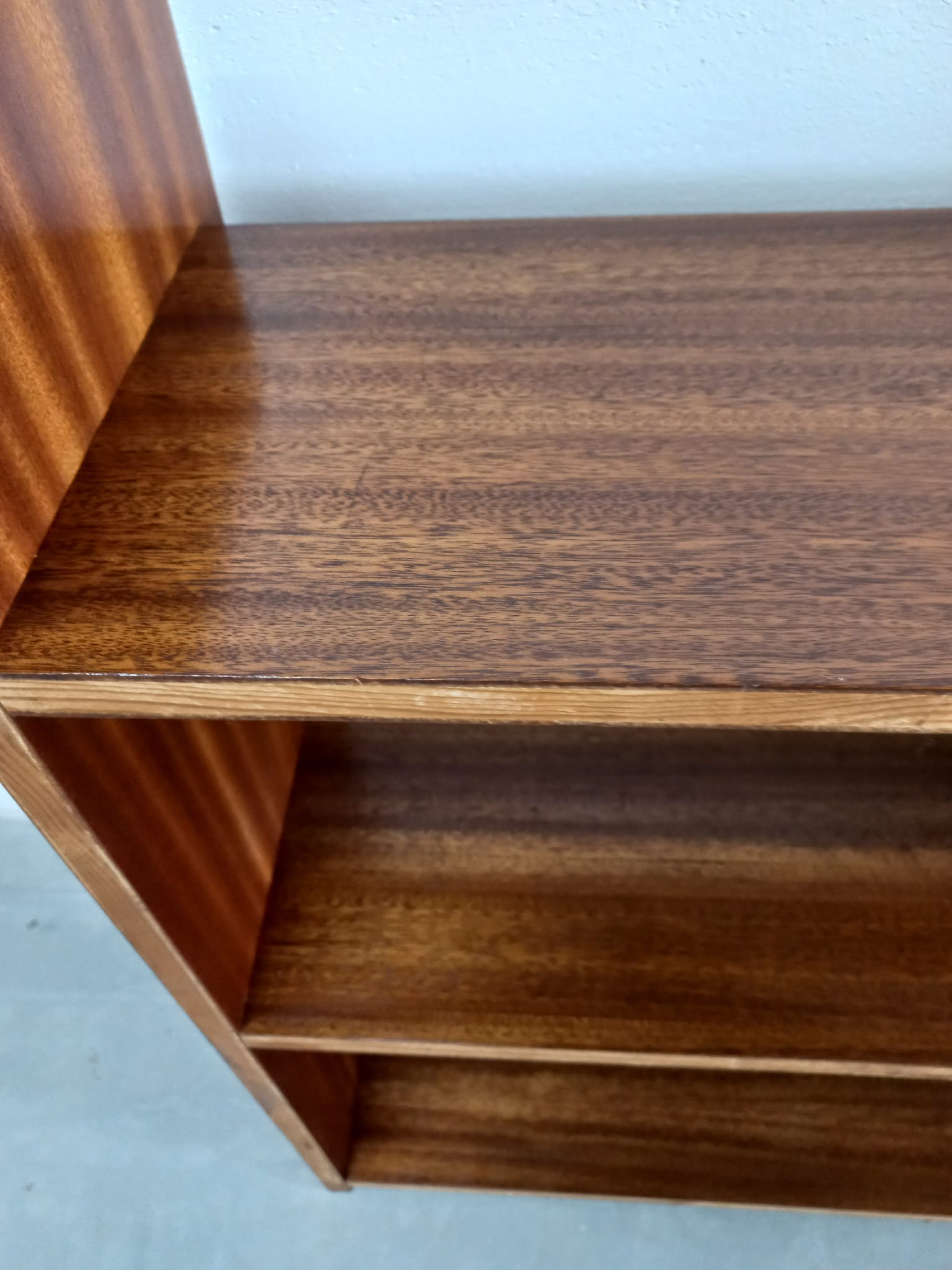 Jaren 50/60 Scandinavisch Wandmeubel Wandrek (teak-grenen-fineer) image 10