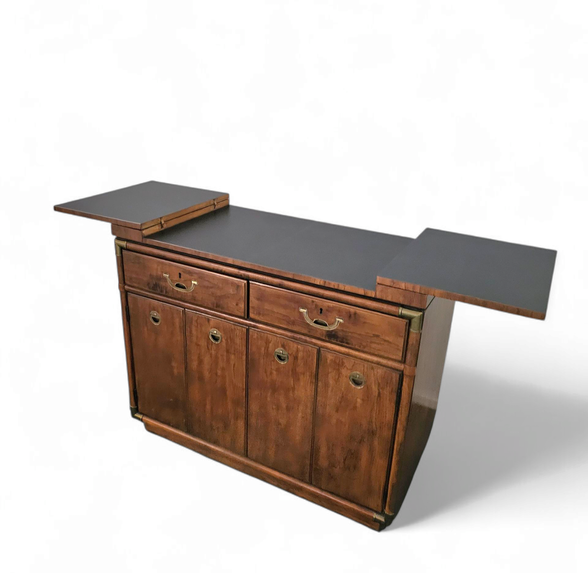 Vintage Drexel Accolade Campaign Server Dry Bar On Casters / Flip Top 1980s image 6