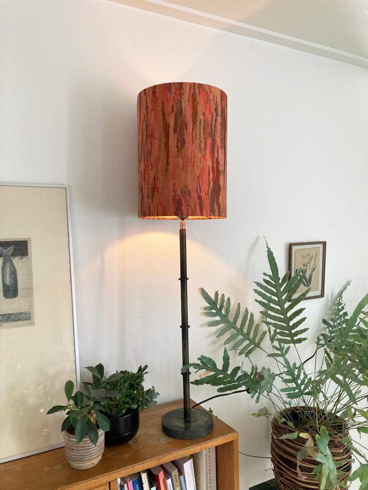 Messing Vloerlamp Met Handgemaakte Lampenkap image 7