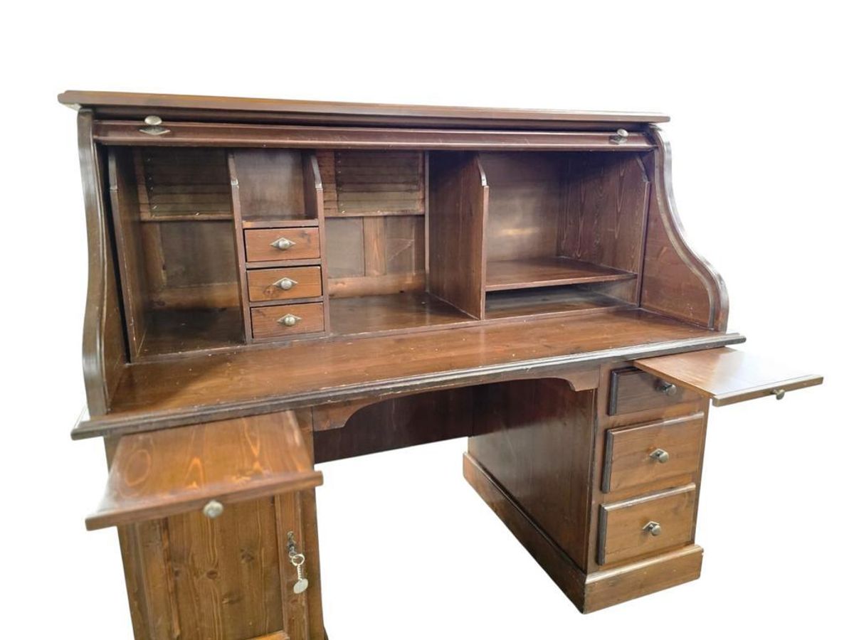 Vintage Amerikaanse Bureau Met Rolluik / Schrijftafel image 7