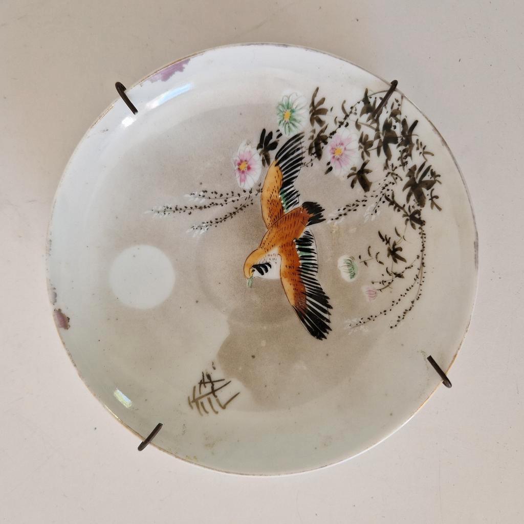Antiek Wandbordje Schotel Met Vogel image 3