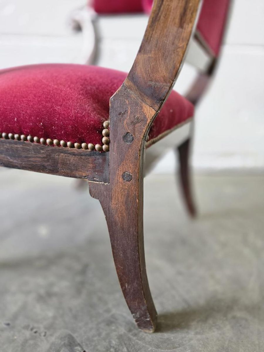 Vintage Antiekroze Stoel / Fauteuil image 2