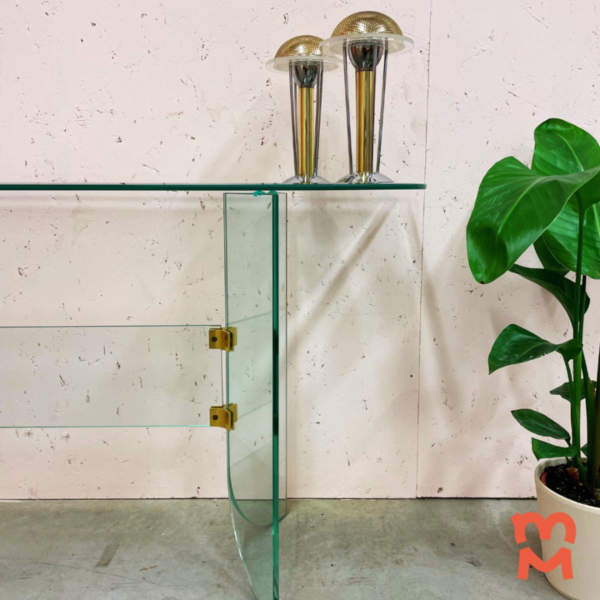 Vintage Glazen Sidetable Met Facet Geslepen Randen image 4