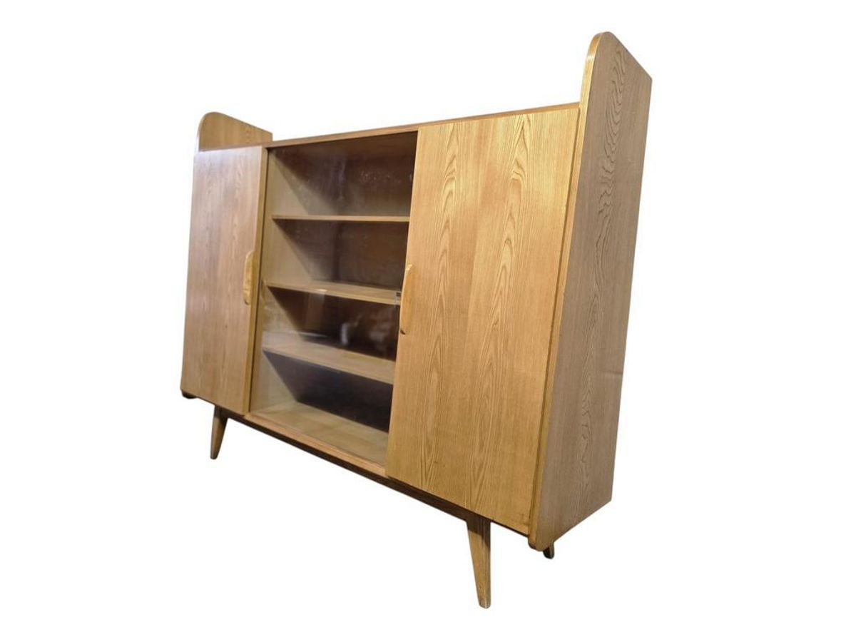 Vintage Halfhoge Kast / Vitrine Met Open Gedeelte image 6