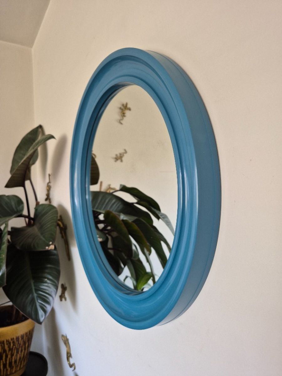 Carrara & Matta Spiegel. Vintage Xl Ronde Spiegel Blauw. image 3