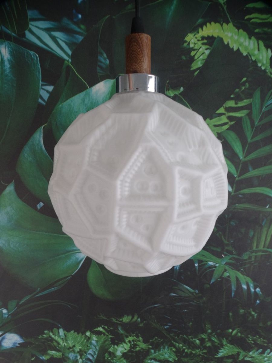 Melkglas Hnglamp Met Reliëfpatroon image 7