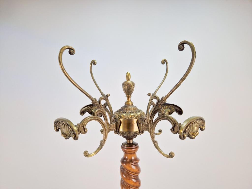 Regency Staande Kapstok Barley Twist Hout Messing Leeuwenkop image 4
