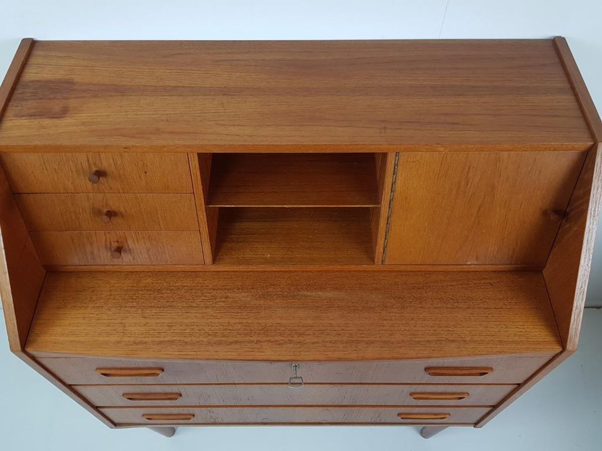 Vintage Deense Teakhouten Secretaire | Wandkast | Ladenkast image 7