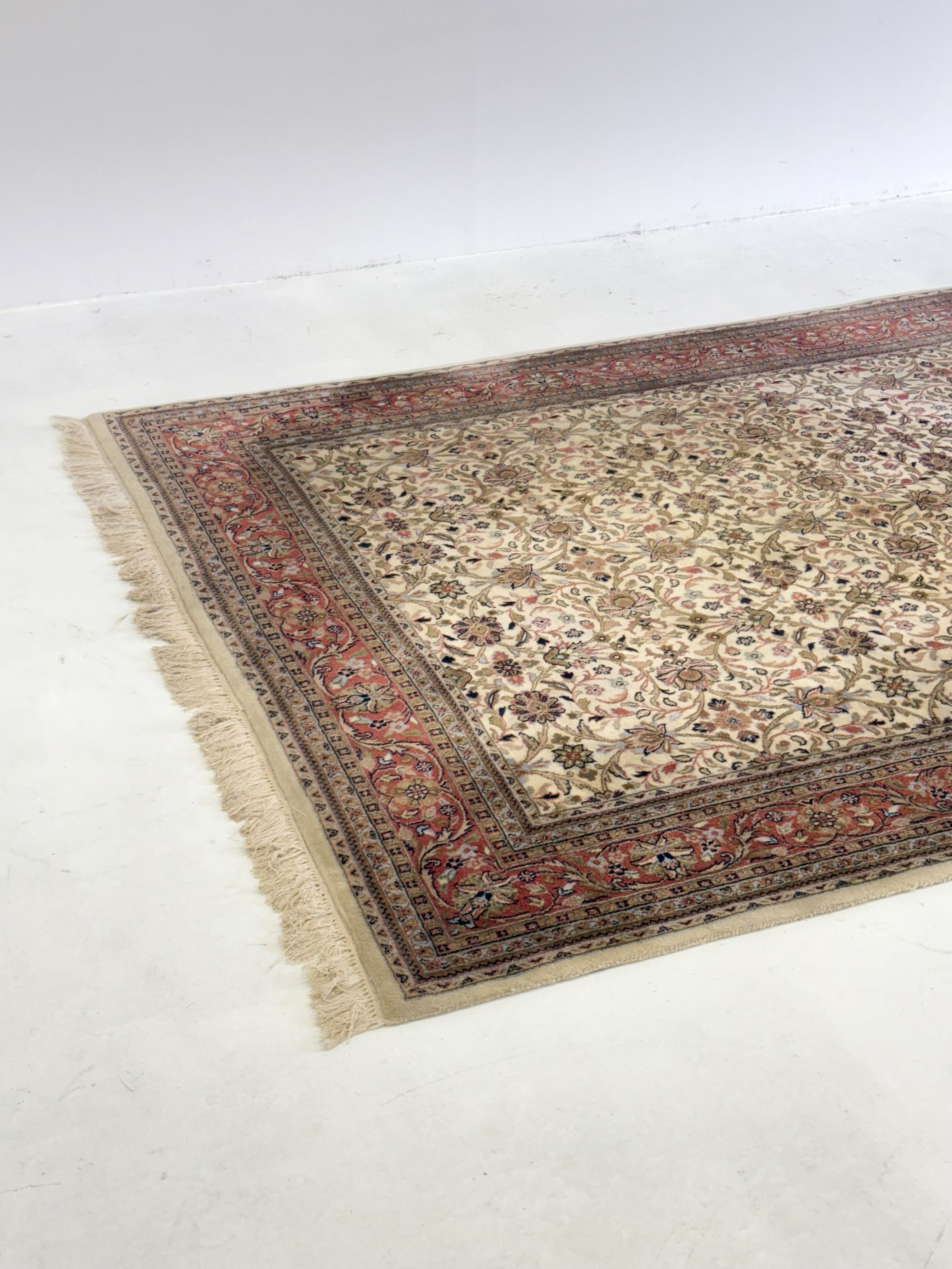 Perzisch Kashan Tapijt Handgeknoopt Oosters Kleed Ivoor Rood image 10