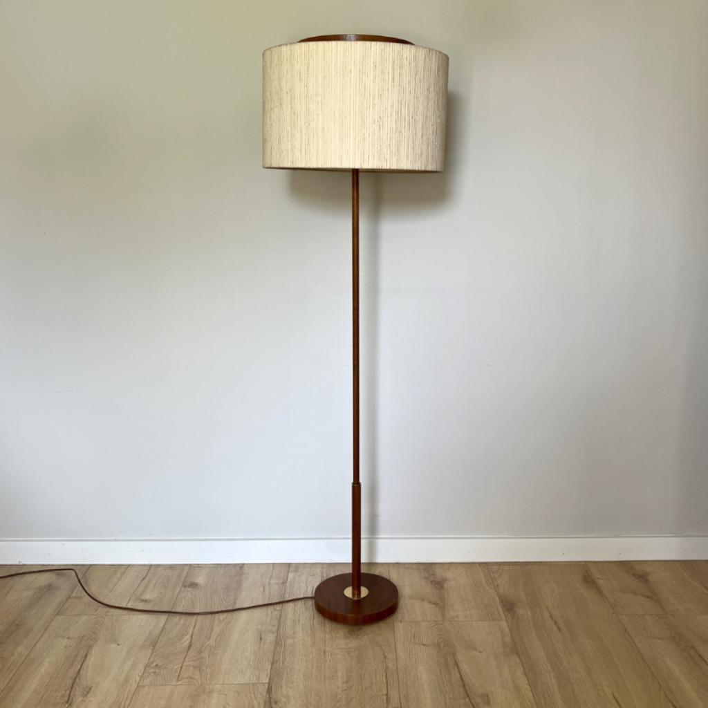 Midcentury Design Vloerlamp - Teak, Ecru Kap Temde Leuchten image 2