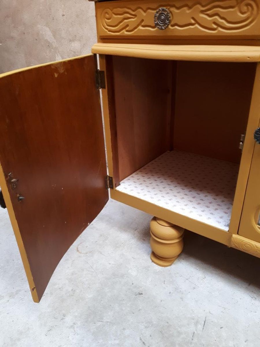Mosterd Geel Vintage Kastje Dressoir Meubel Vitrine Kast image 5