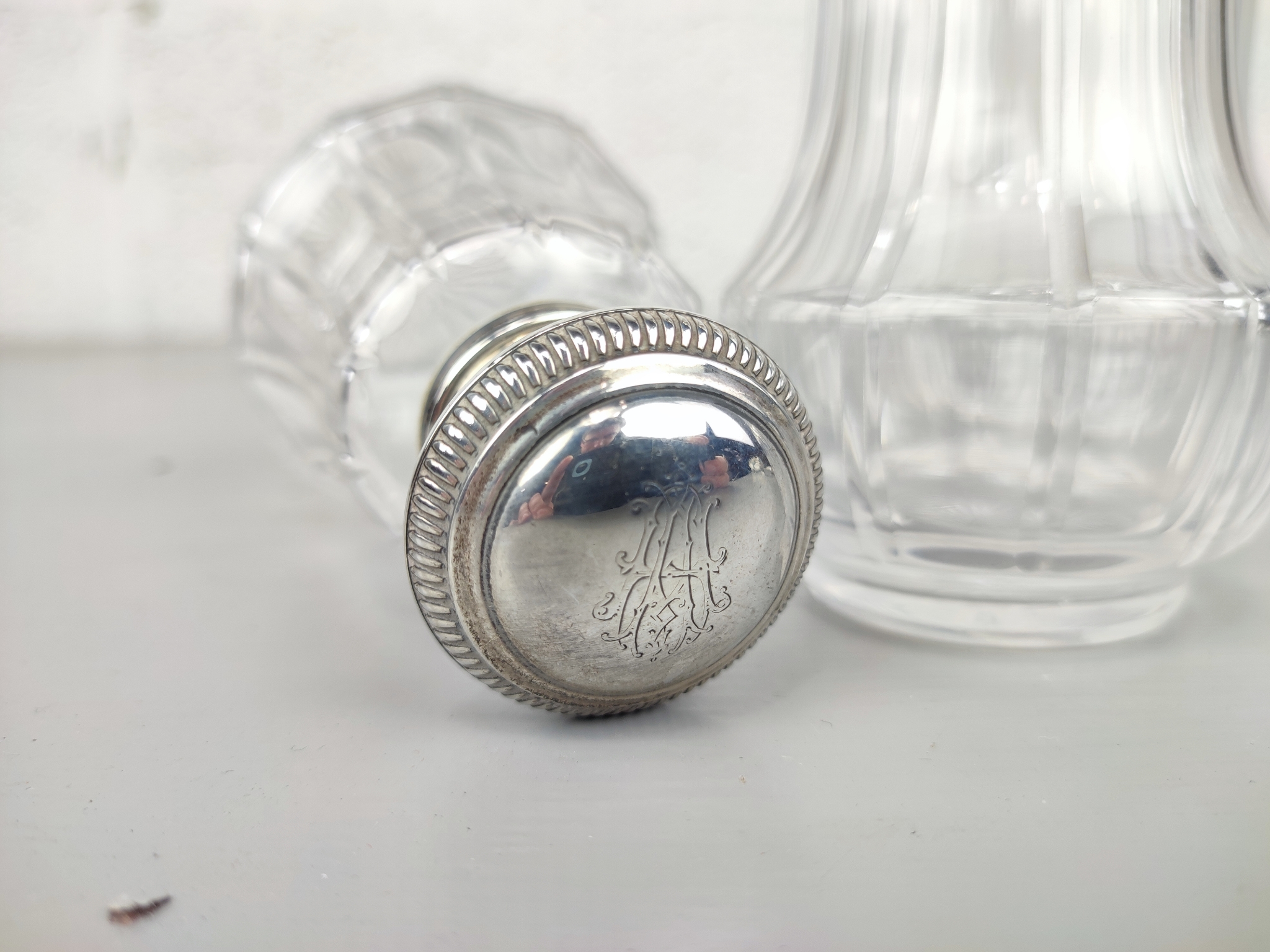Antieke Parfumset Glas & Zilver image 3