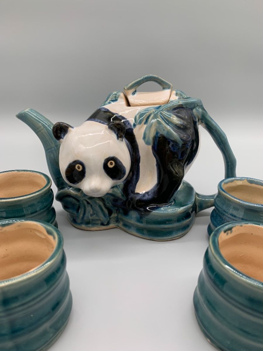 Vintage Chinees Aardewerk Theeservies Panda 5 Delig image 6