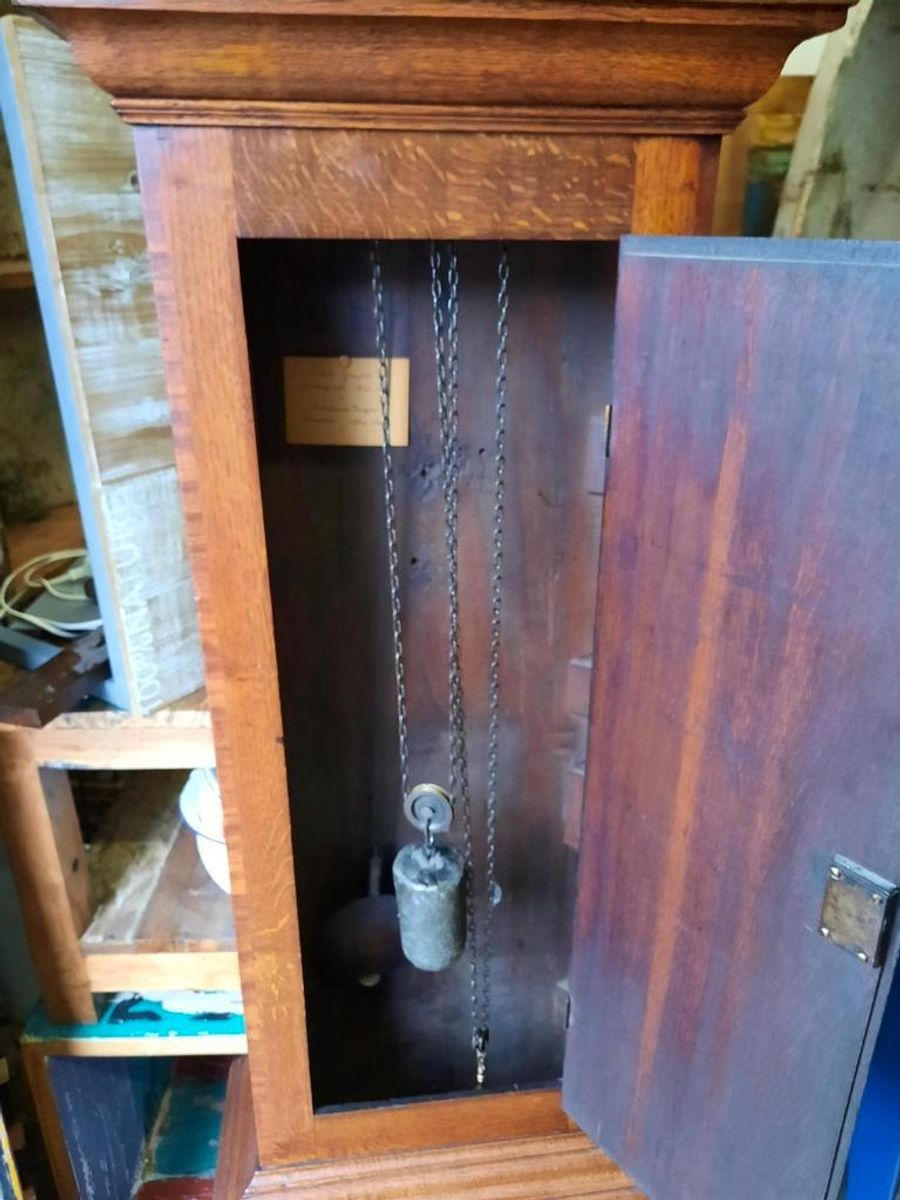 Antieke Staande Engelse Klok Afm. 47x22cm En 215cm Hoog image 5