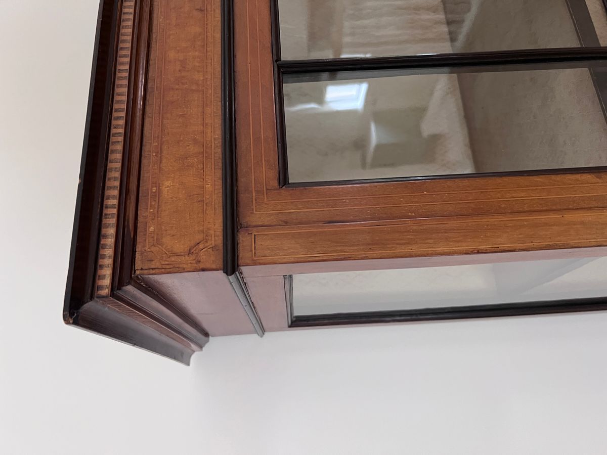 Antiek Engels Mahonie Vitrinekast Met 1 Deur, Met Bol Glas, 122 Cm Breed image 9