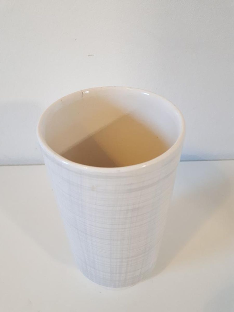50's Vintage Bloempot Hoge Grijs Witte Retro Pot image 6