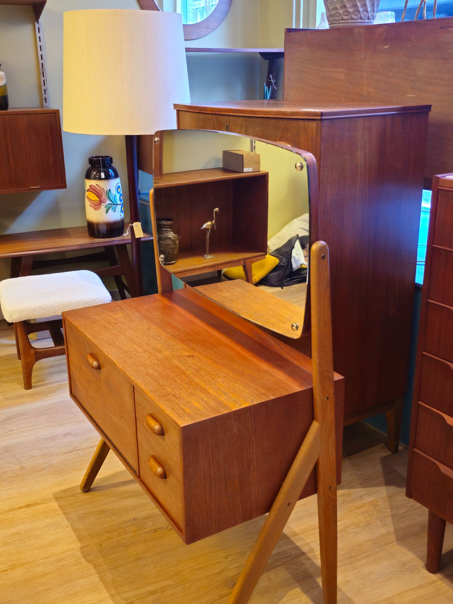 Vintage Deense Make-up Kaptafel Spiegel Make Up Opmaak Tafel image 14