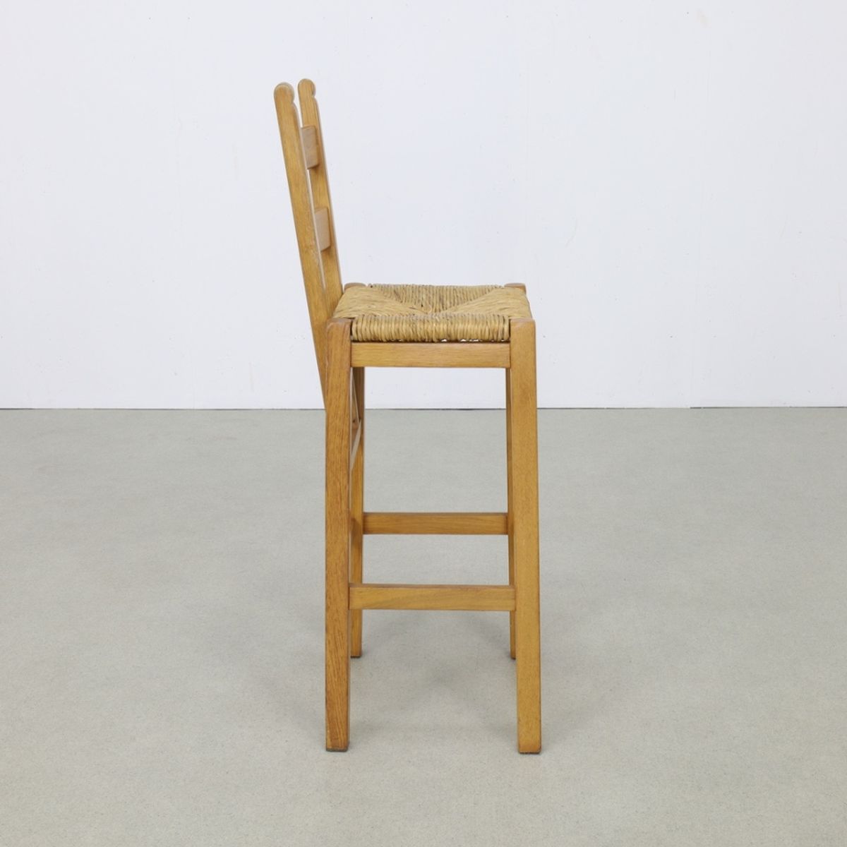 4x Vintage Barkruk Hout & Riet, 1970s image 6