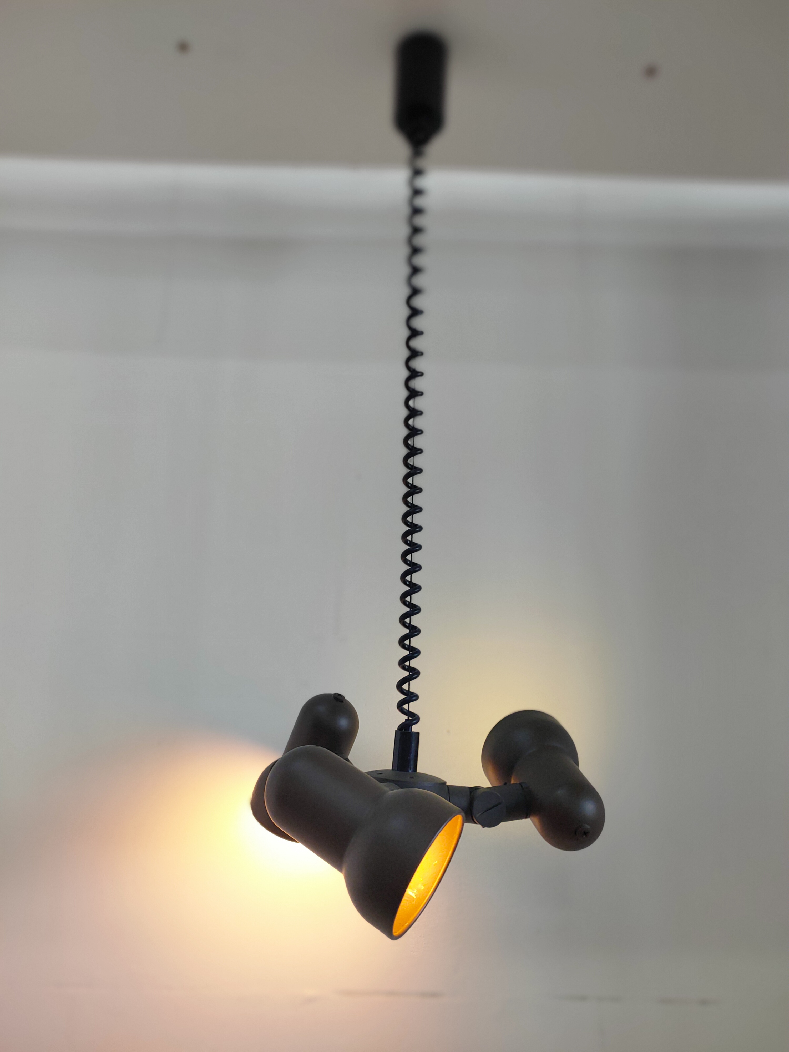 Vintage Original Hüstadt Leuchten 3 Spots Plafondlamp (in Hoogte Verstelbaar) image 3