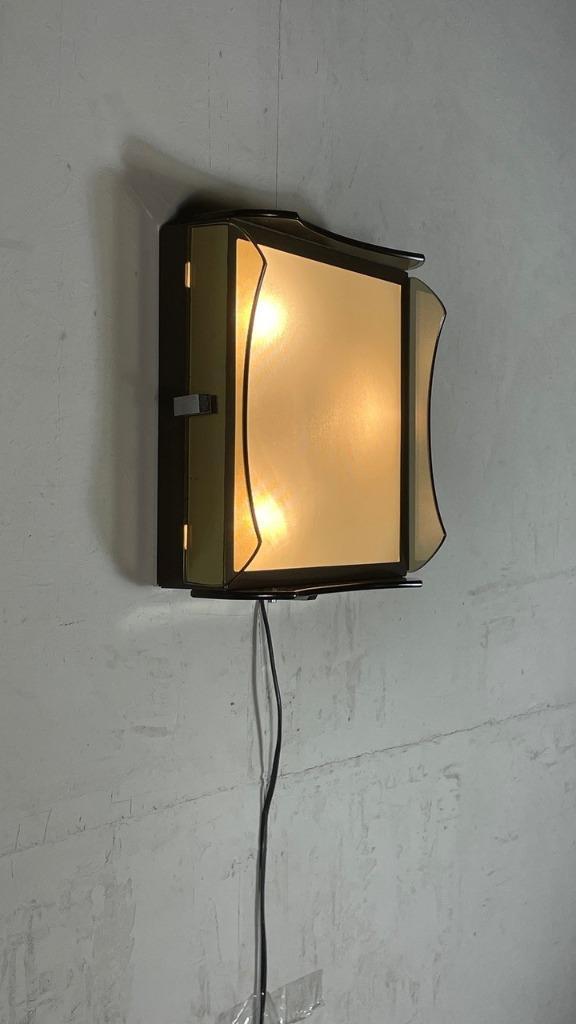 Vintage Italiaans Gerookt Glas Plafondlamp / Wandlamp image 2