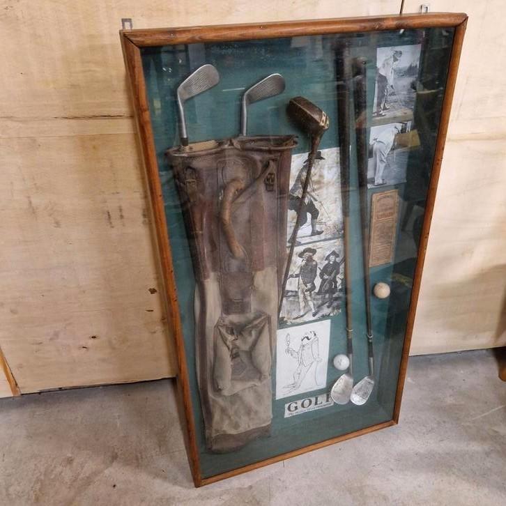 Vintage Vitrinekast Kijkkast Golf Golftas Sticks Vitrine image 9