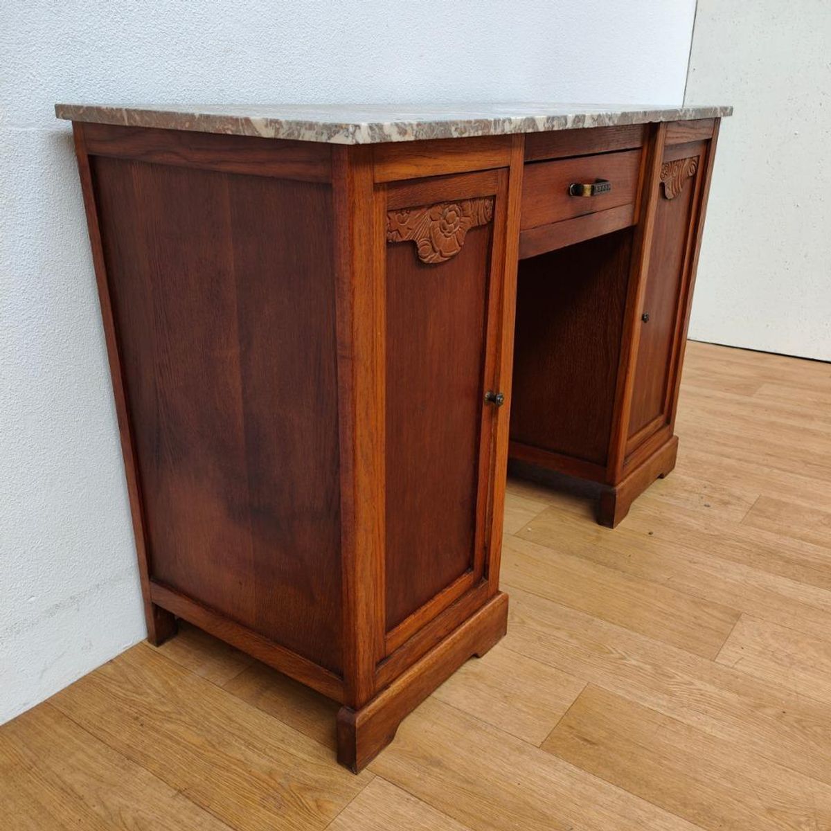 Vintage Antiek Bureau Buro Sidetable Kaptafel Marmer Blad image 7
