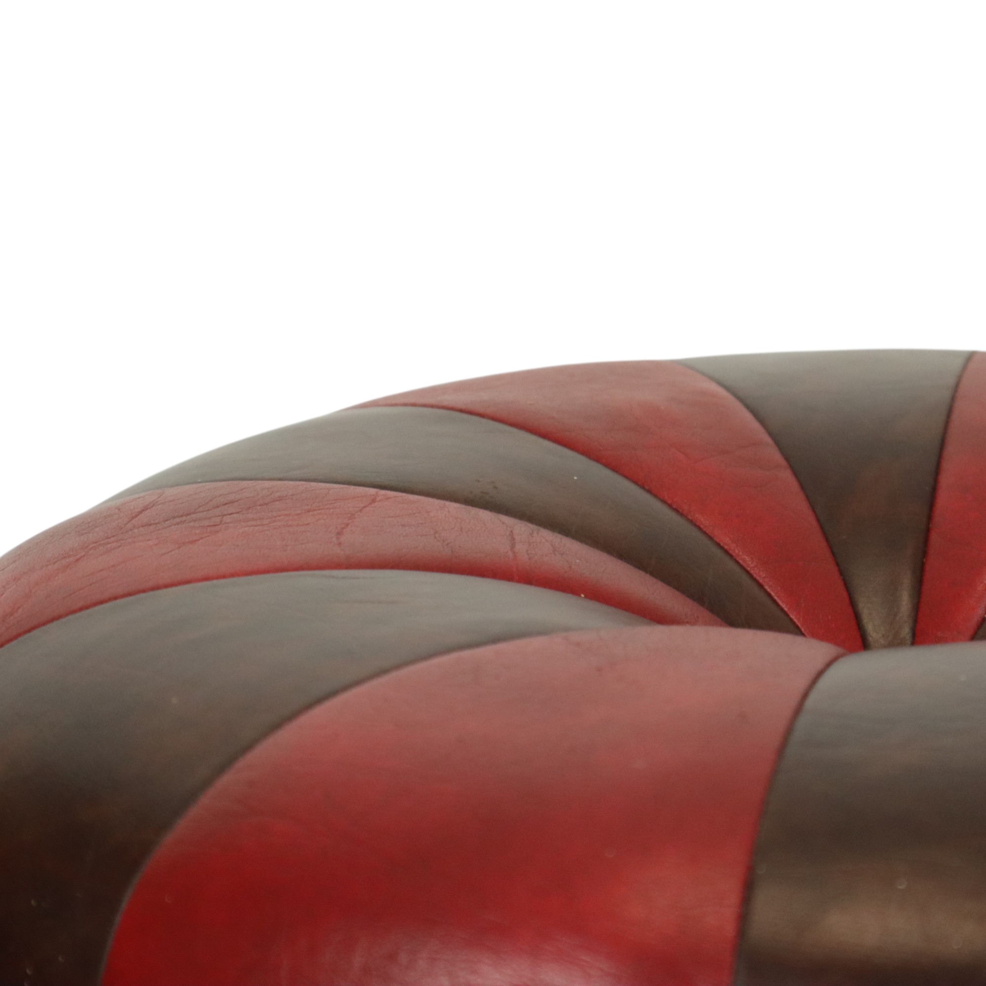 Ronde Vintage Poef Bruin Rood Tweekleurig Skai Sixties image 12