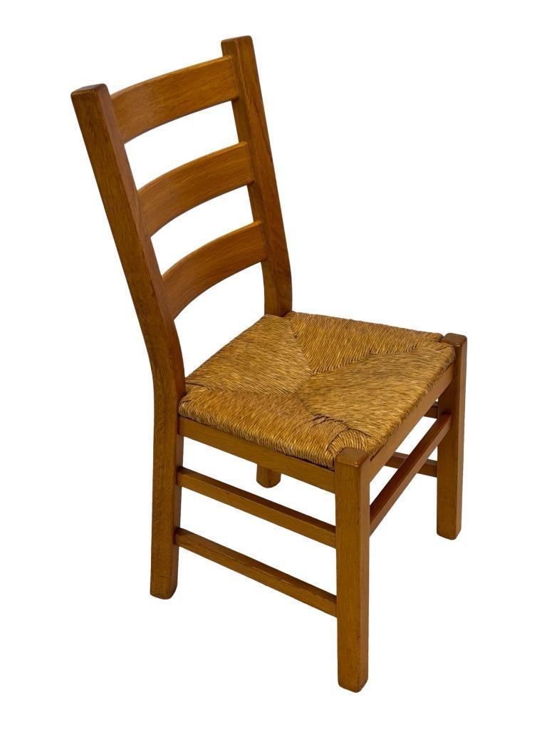 Vintage Set Van 6 Eetkamerstoelen Eiken En Riet Design image 12