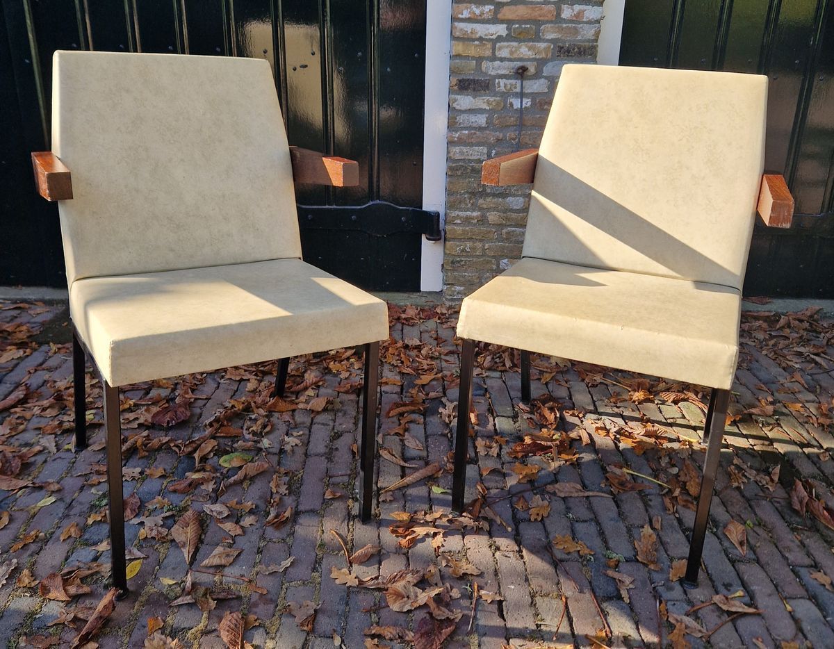 Mid-century Strakke Design Fauteuils In Originele Goede Staat image 8