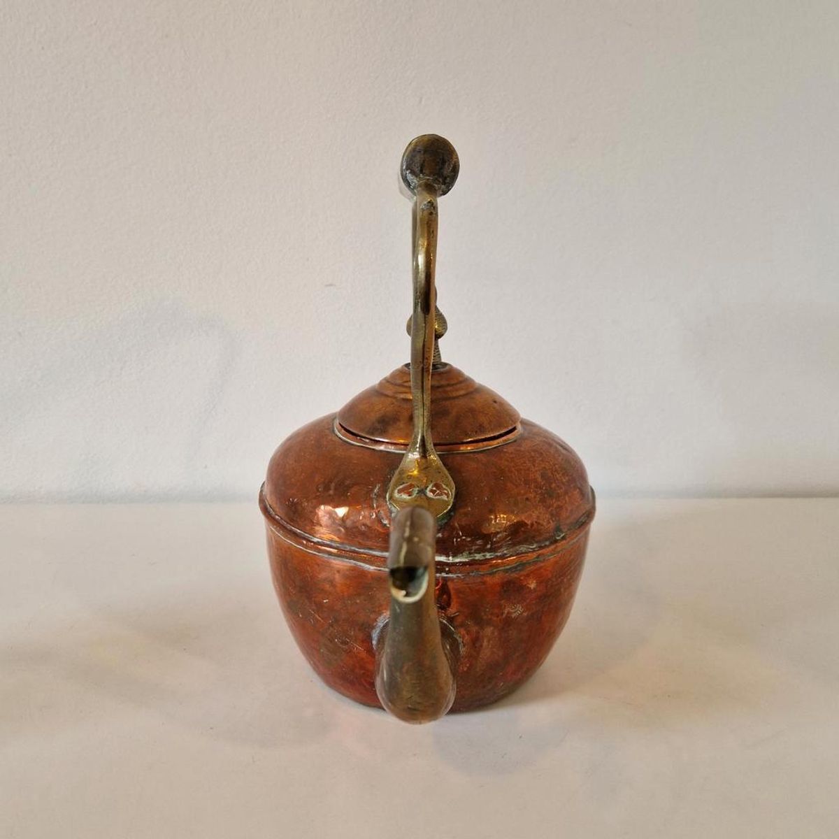Antieke Ketel Rood En Geel Koper image 3