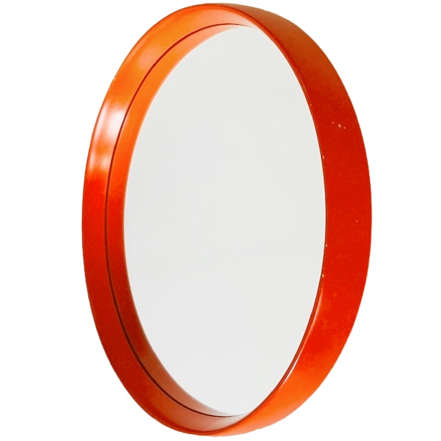Mid-century Space Age Spiegel Oranje Hout O.w. Hack 1960’s image 2