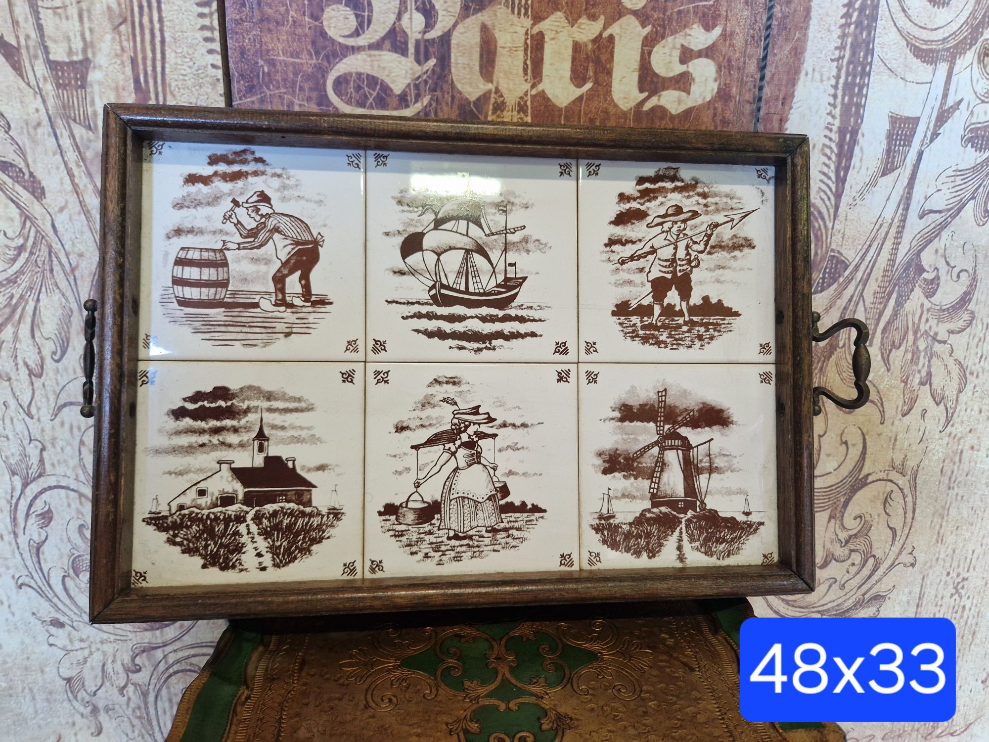 Mooi Klassiek Dienblad Met Tegeltjes image 2