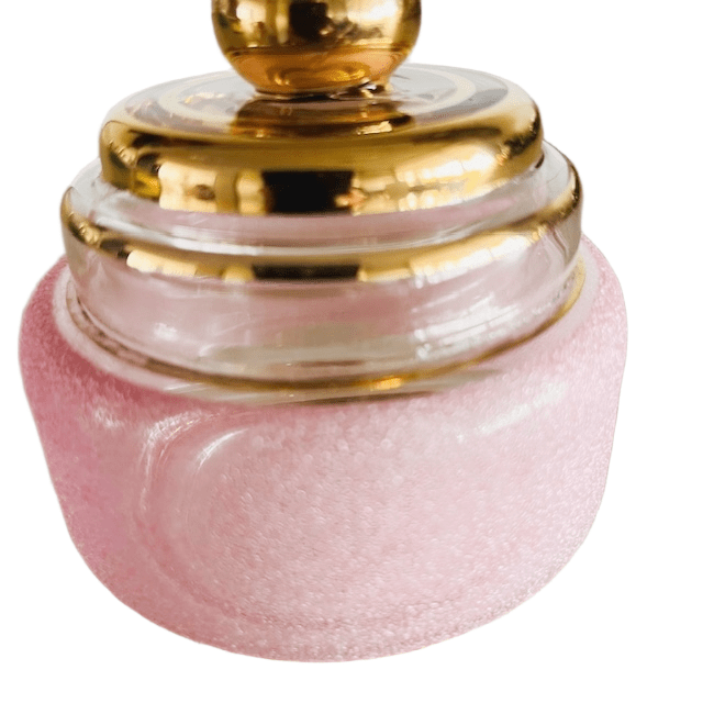 Artdeco Poederdoos Roze Gesuikerd Glas Sieradendoosje 1950’s image 4