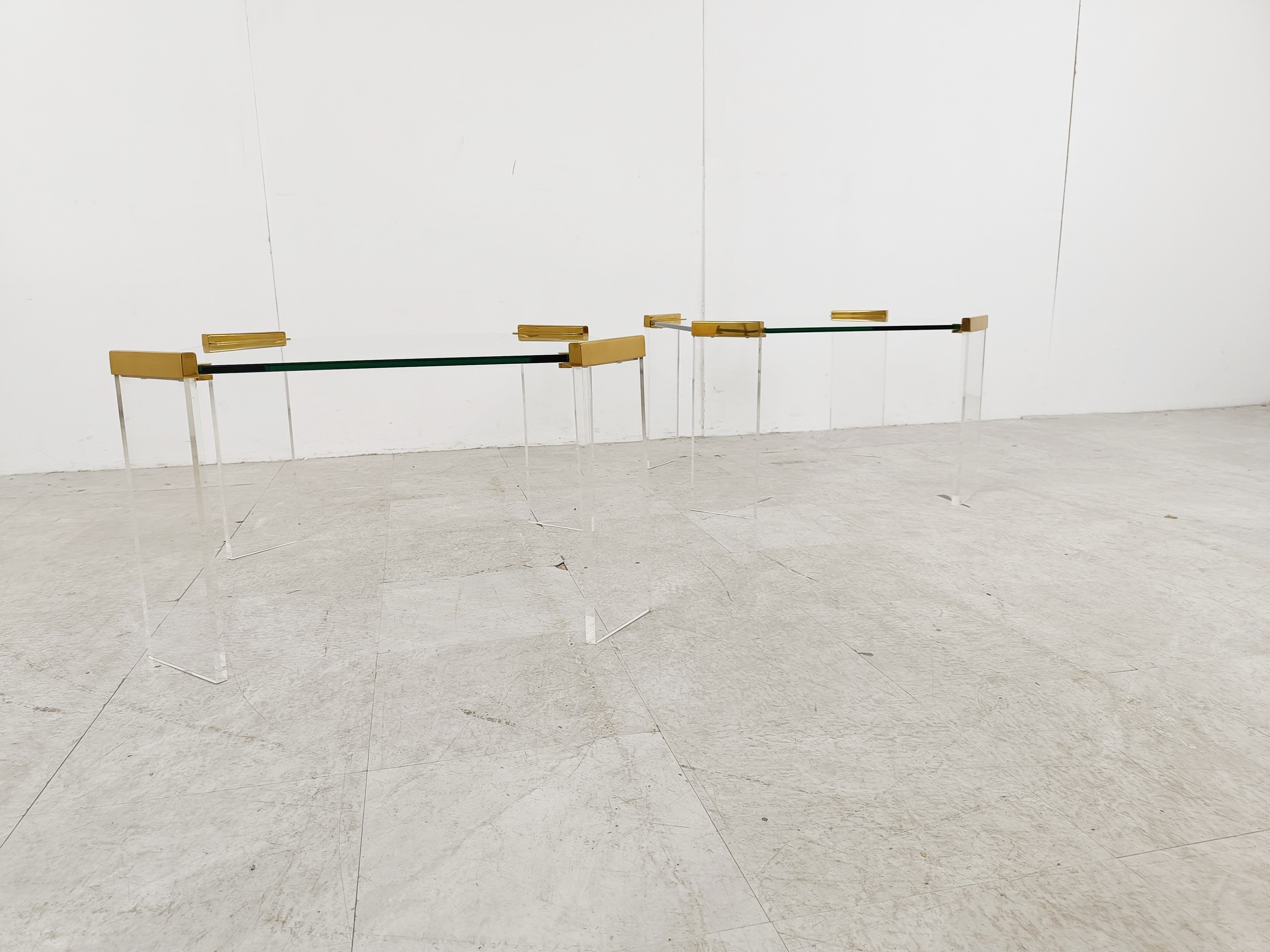 Lucite And Brass Coffee Or Side Tables, 1970s image 11