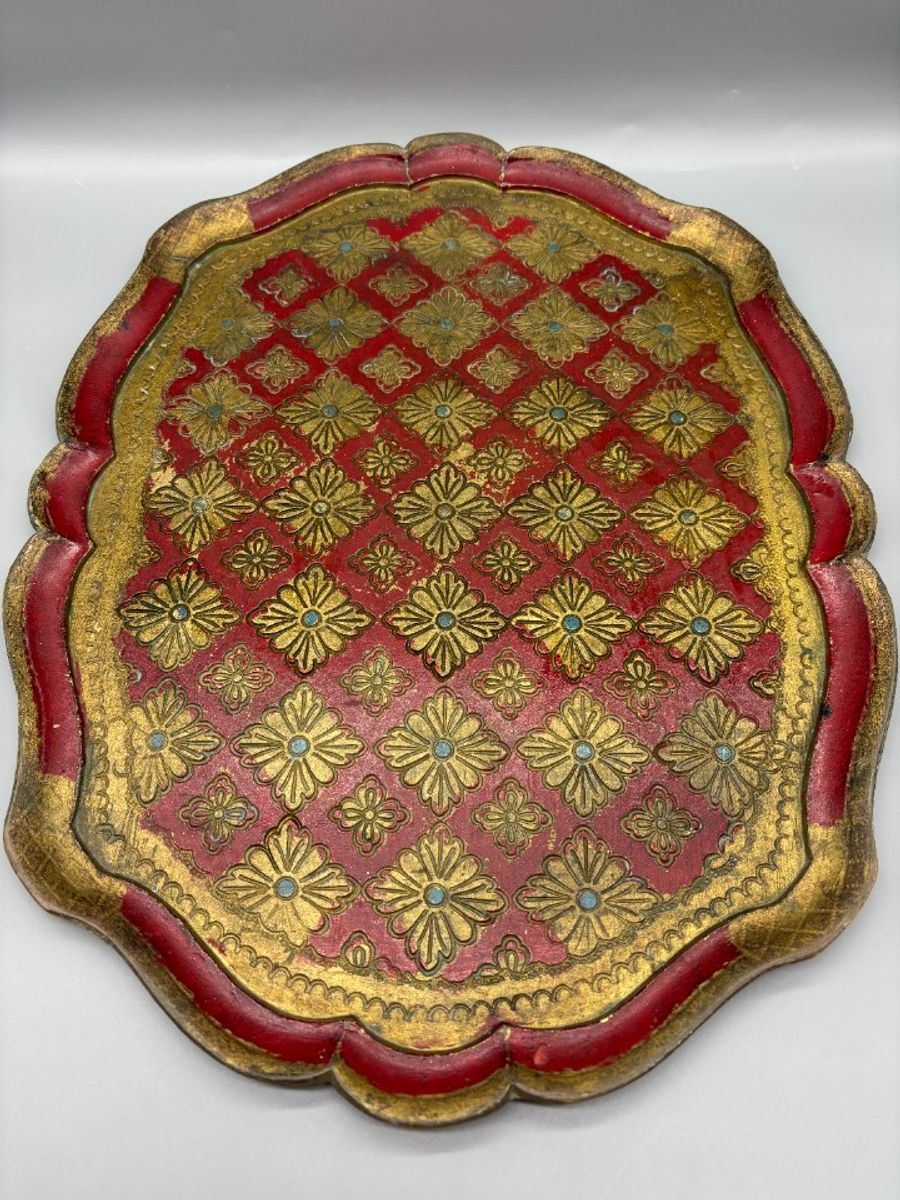 Florentijns Vintage Dienblad Rood/goud 60's image 3