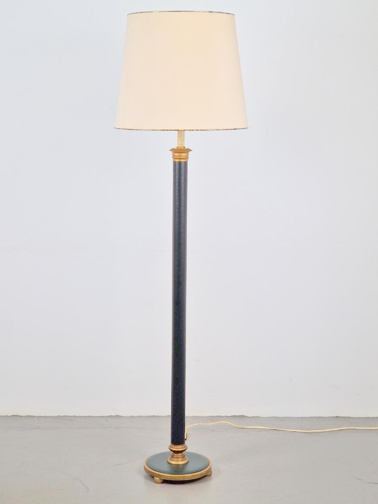 Regency Groen Leer Vloerlamp Goud Lamp Vintage Neoclassic image 4