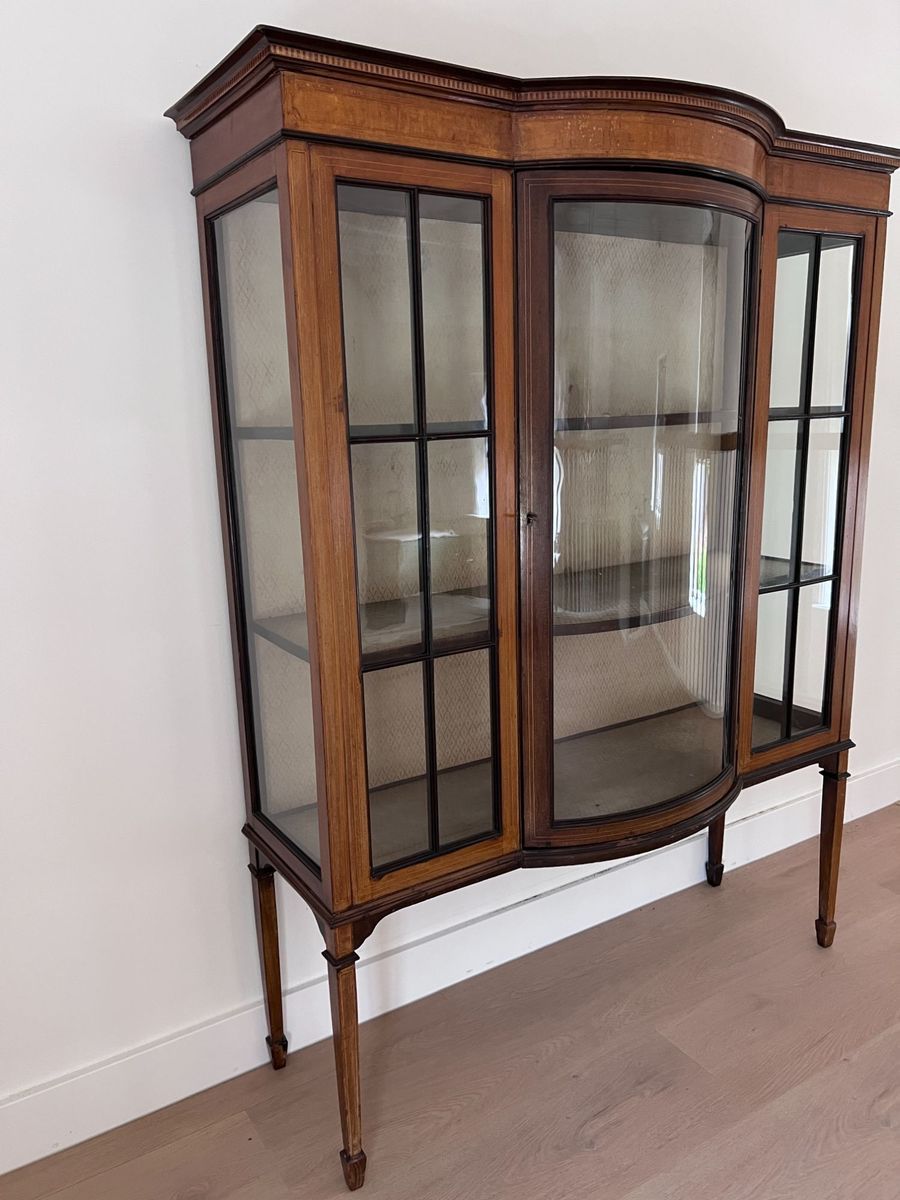 Antiek Engels Mahonie Vitrinekast Met 1 Deur, Met Bol Glas, 122 Cm Breed image 2