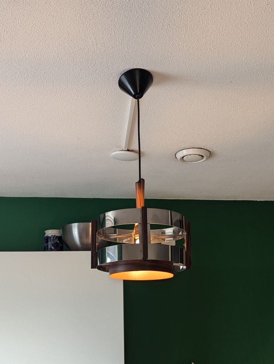 Space Age Hangende Lamp Chroom Oranje image 5