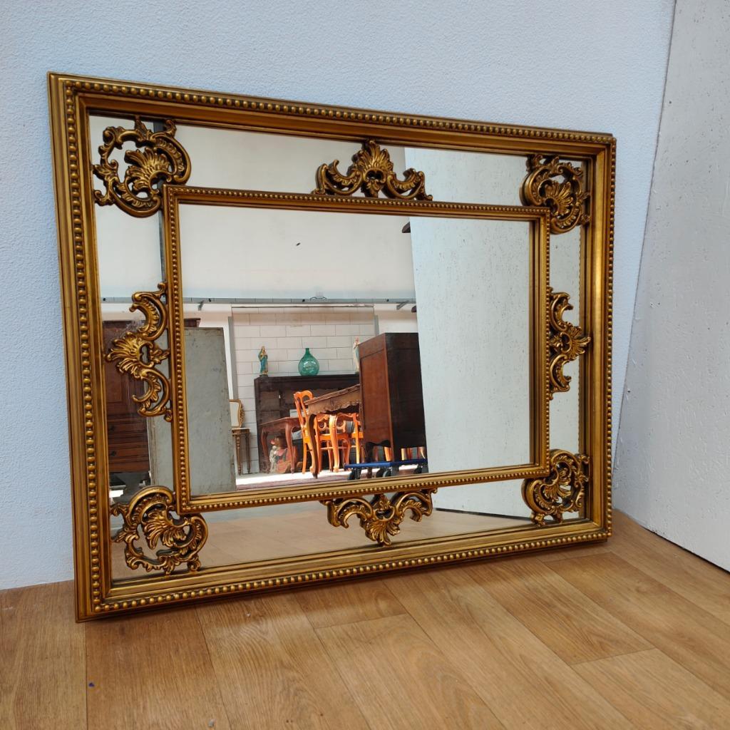 Grote Vintage Goudkleurige Spiegel, Schouwspiegel Badkamerspiegel 103 image 2