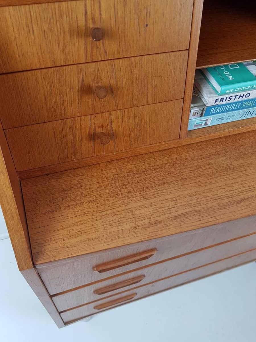 Vintage Deense Teakhouten Secretaire | Wandkast | Ladenkast image 6