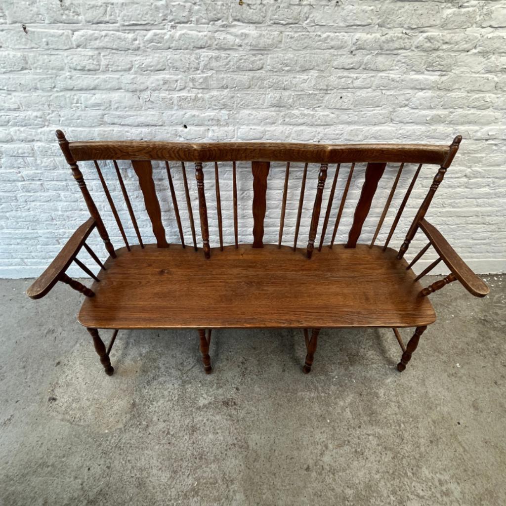 Vintage Houten Bank - Keukenbank, Tuinbank - Windsor Stijl image 2
