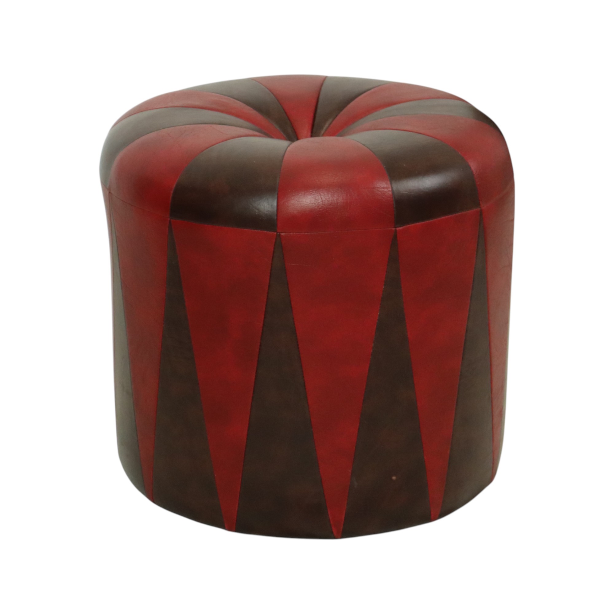 Ronde Vintage Poef Bruin Rood Tweekleurig Skai Sixties image 8